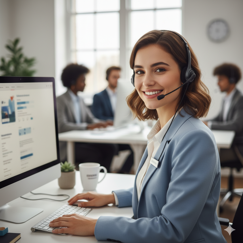 Atendente pronta para ajudar